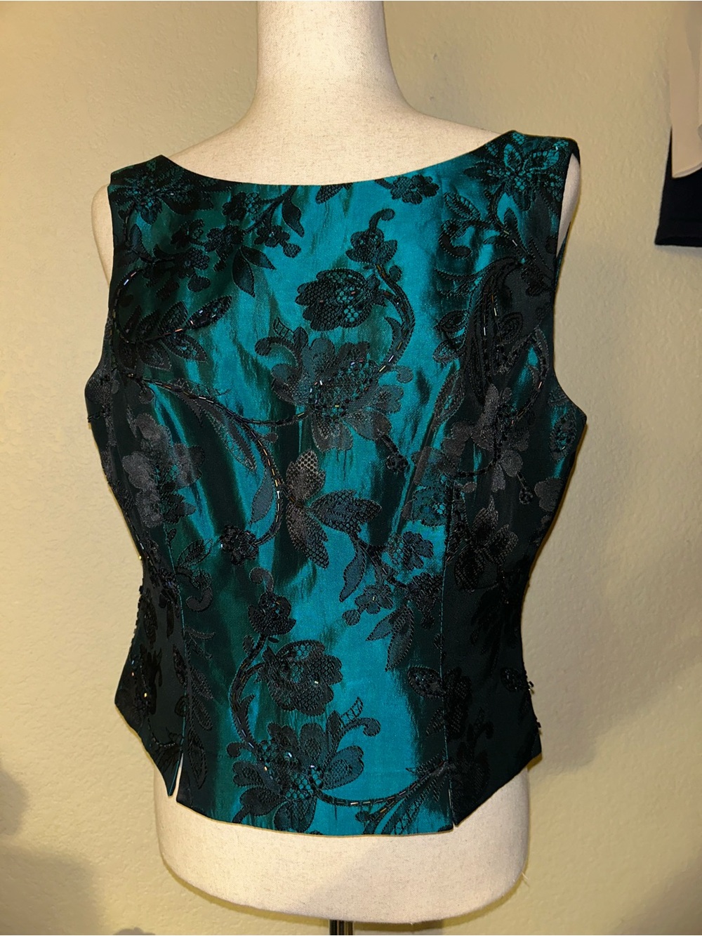 Vintage Mandalay Top Bead And Lace Embellished Sleeveless Gothic Top size 12